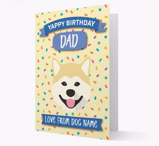 Personalised Card 'Yappy Birthday Dad' with {breedCommonName} Icon